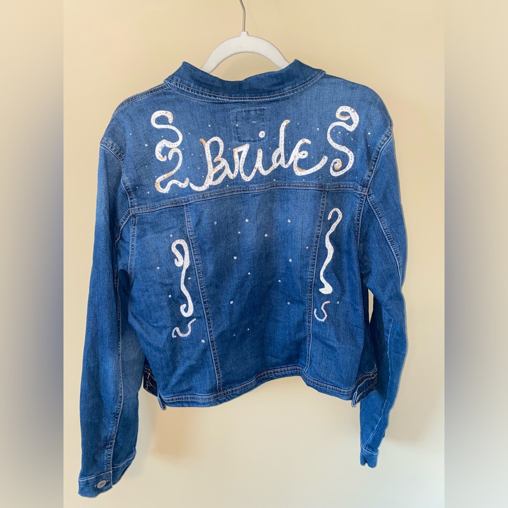 New BRIDE Painted Denim Jeans Stretch Soft Jacket by Wax Jean Sz. 3XL